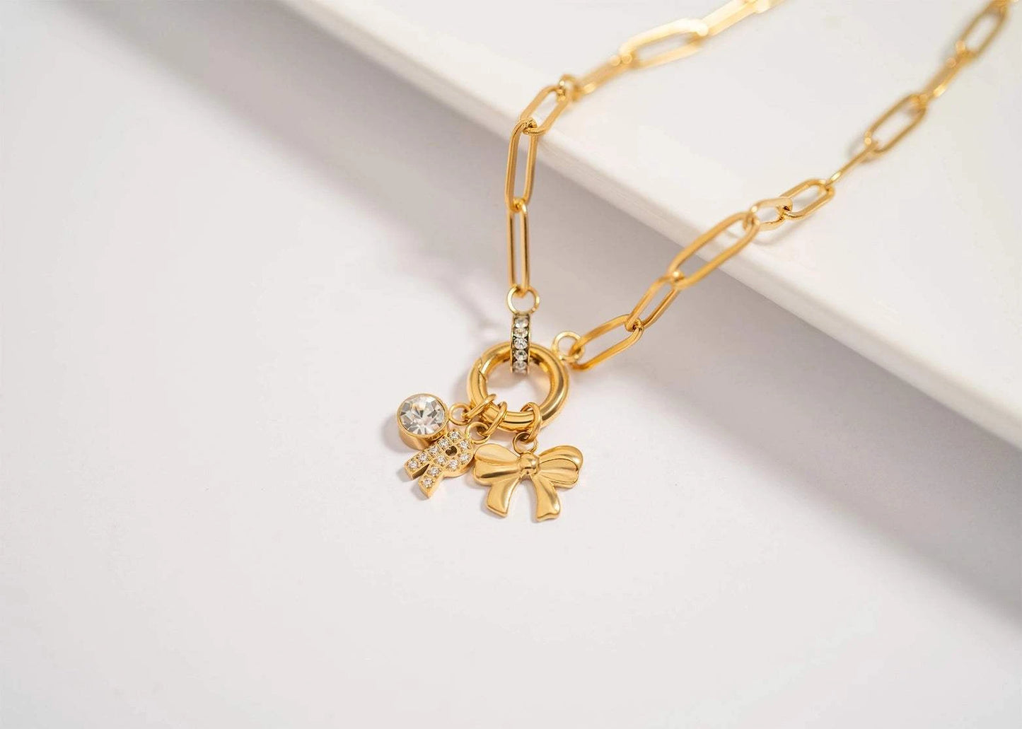 Rhinestone bedelhouder ketting - By Moona