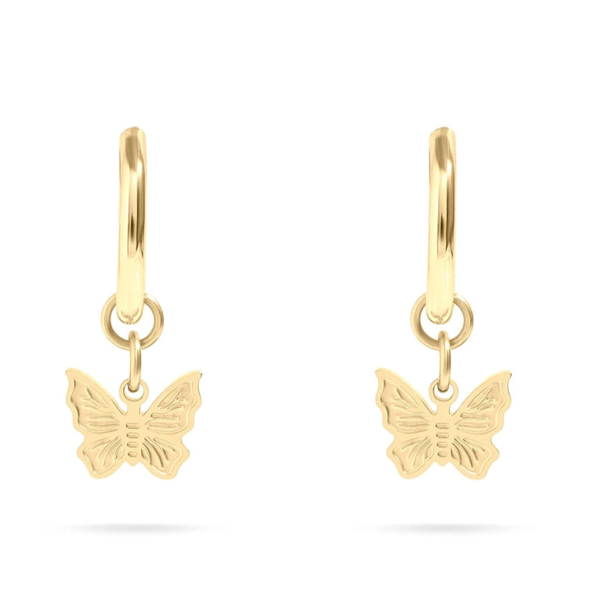 Stalen vlinder huggie oorbellen - By Moona